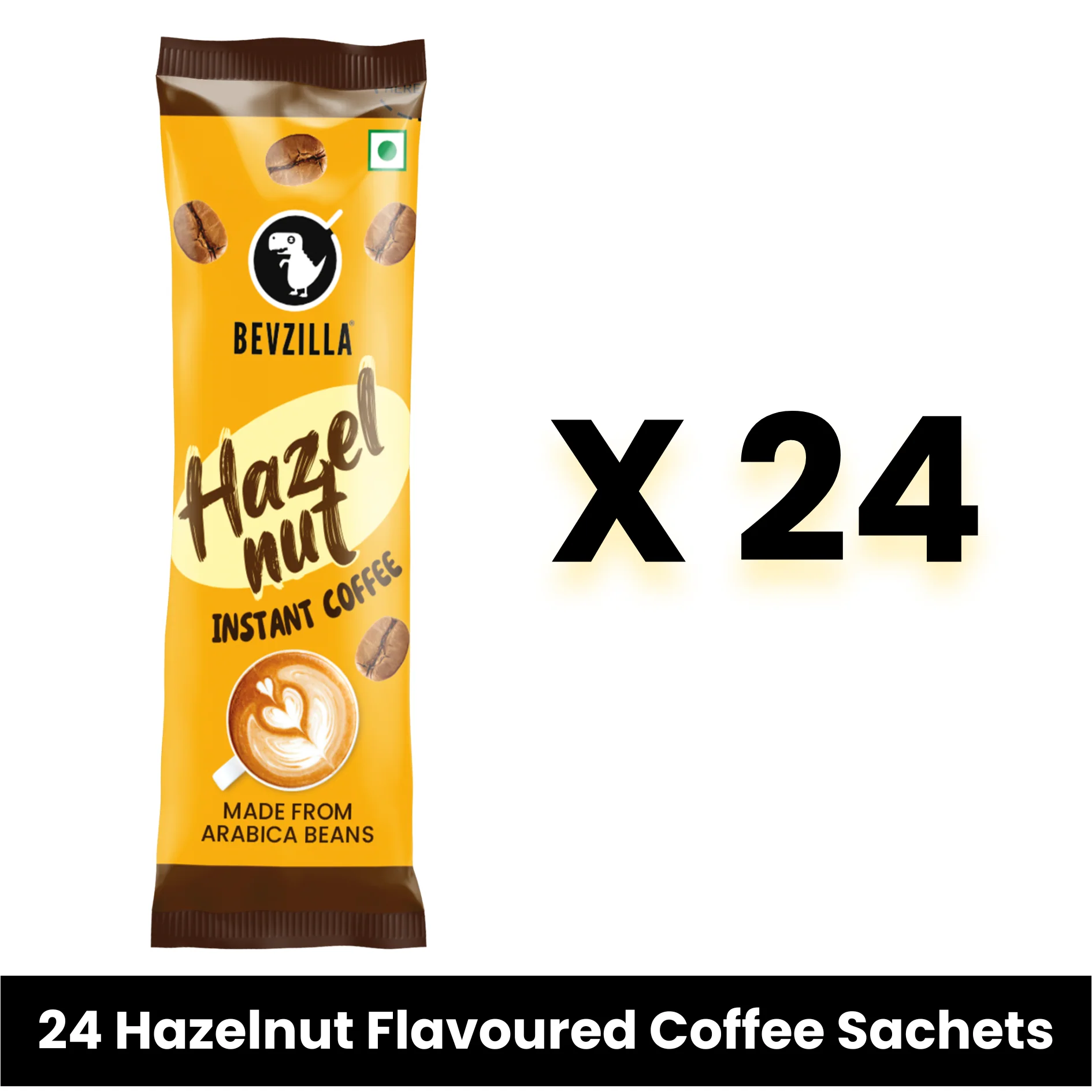 Bevzilla Instant 24 Coffee Sachets  Hazelnut Flavour